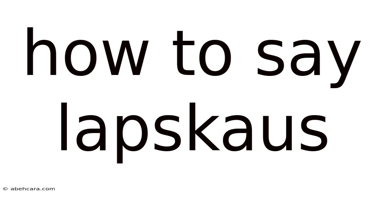How To Say Lapskaus